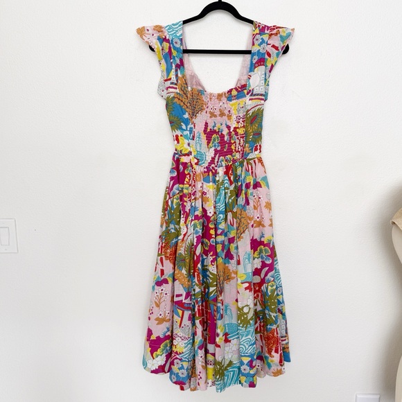 Caroline Constas Claudia Floral Print Flutter Sleeve Open Back Midi Dress - Picture 14 of 15